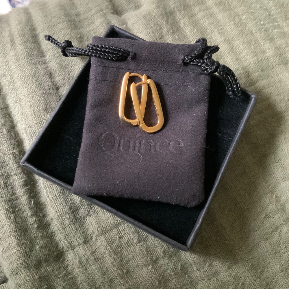 Super Cute Quince 18K Gold Vermeil Small Mini U  Hoops Like New